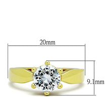 Load image into Gallery viewer, TK071G - IP Gold(Ion Plating) Stainless Steel Ring with AAA Grade CZ  in Clear