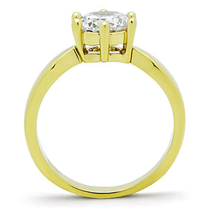 TK071G - IP Gold(Ion Plating) Stainless Steel Ring with AAA Grade CZ  in Clear