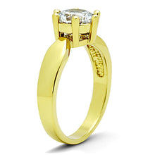 Load image into Gallery viewer, TK071G - IP Gold(Ion Plating) Stainless Steel Ring with AAA Grade CZ  in Clear