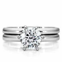 Load image into Gallery viewer, TK097 - High polished (no plating) Stainless Steel Ring with AAA Grade CZ  in Clear