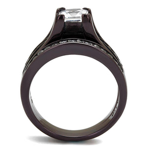 TK0W383DC - IP Dark Brown (IP coffee) Stainless Steel Ring with AAA Grade CZ  in Clear