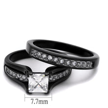 Load image into Gallery viewer, TK0W383J - Two-Tone IP Black Stainless Steel Ring with AAA Grade CZ  in Clear