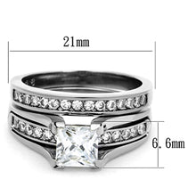 Load image into Gallery viewer, TK0W383 - High polished (no plating) Stainless Steel Ring with AAA Grade CZ  in Clear