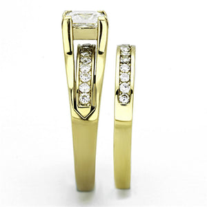 TK0W384 - IP Gold(Ion Plating) Stainless Steel Ring with AAA Grade CZ  in Clear