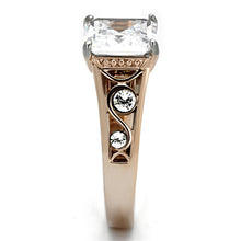 Load image into Gallery viewer, TK1059 - Two-Tone IP Rose Gold Stainless Steel Ring with AAA Grade CZ  in Clear