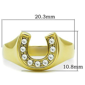 TK10616G - IP Gold(Ion Plating) Stainless Steel Ring with Top Grade Crystal  in Clear