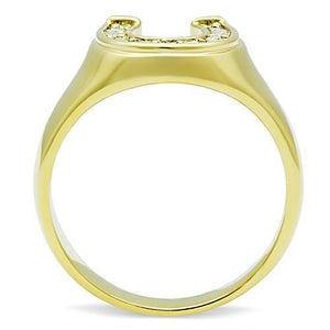 TK10616G - IP Gold(Ion Plating) Stainless Steel Ring with Top Grade Crystal  in Clear