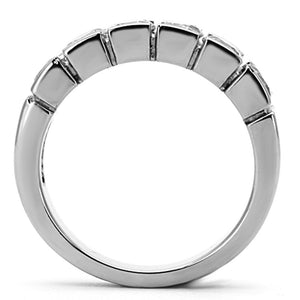 TK1082 - High polished (no plating) Stainless Steel Ring with AAA Grade CZ  in Clear