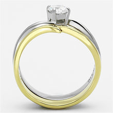 Load image into Gallery viewer, TK1092 - Two-Tone IP Gold (Ion Plating) Stainless Steel Ring with AAA Grade CZ  in Clear