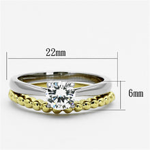 Load image into Gallery viewer, TK1093 - Two-Tone IP Gold (Ion Plating) Stainless Steel Ring with AAA Grade CZ  in Clear