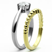 Load image into Gallery viewer, TK1093 - Two-Tone IP Gold (Ion Plating) Stainless Steel Ring with AAA Grade CZ  in Clear