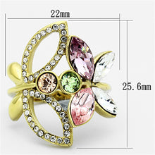 Load image into Gallery viewer, TK1100 - IP Gold(Ion Plating) Stainless Steel Ring with Top Grade Crystal  in Multi Color