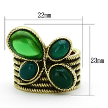 Load image into Gallery viewer, TK1104 - IP Gold(Ion Plating) Stainless Steel Ring with Synthetic Synthetic Glass in Emerald