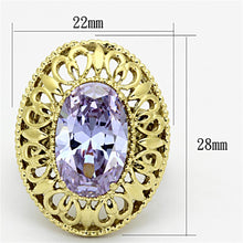 Load image into Gallery viewer, TK1110 - IP Gold(Ion Plating) Stainless Steel Ring with AAA Grade CZ  in Light Amethyst