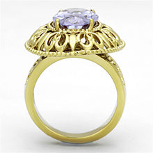 Load image into Gallery viewer, TK1110 - IP Gold(Ion Plating) Stainless Steel Ring with AAA Grade CZ  in Light Amethyst