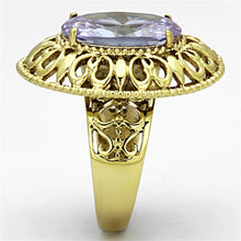 Load image into Gallery viewer, TK1110 - IP Gold(Ion Plating) Stainless Steel Ring with AAA Grade CZ  in Light Amethyst