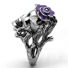 Load image into Gallery viewer, TK1122 - High polished (no plating) Stainless Steel Ring with Top Grade Crystal  in Emerald