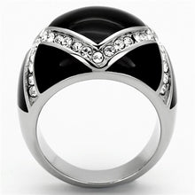 Load image into Gallery viewer, TK1132 - High polished (no plating) Stainless Steel Ring with Top Grade Crystal  in Clear