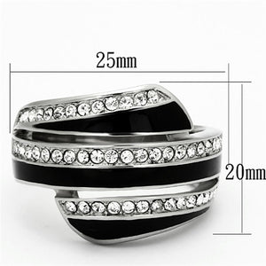 TK1134 - High polished (no plating) Stainless Steel Ring with Top Grade Crystal  in Clear