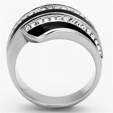 Load image into Gallery viewer, TK1134 - High polished (no plating) Stainless Steel Ring with Top Grade Crystal  in Clear