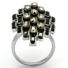 Load image into Gallery viewer, TK1136 - High polished (no plating) Stainless Steel Ring with Top Grade Crystal  in Jet