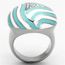 Load image into Gallery viewer, TK1138 - High polished (no plating) Stainless Steel Ring with Top Grade Crystal  in Clear