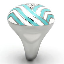 Load image into Gallery viewer, TK1138 - High polished (no plating) Stainless Steel Ring with Top Grade Crystal  in Clear