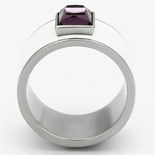 Load image into Gallery viewer, TK1142 - High polished (no plating) Stainless Steel Ring with Synthetic Synthetic Glass in Amethyst