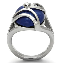 Load image into Gallery viewer, TK1144 - High polished (no plating) Stainless Steel Ring with Synthetic Synthetic Stone in Capri Blue