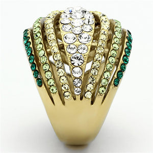 TK1145 - IP Gold(Ion Plating) Stainless Steel Ring with Top Grade Crystal  in Multi Color