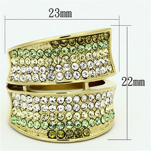 TK1146 - IP Gold(Ion Plating) Stainless Steel Ring with Top Grade Crystal  in Multi Color