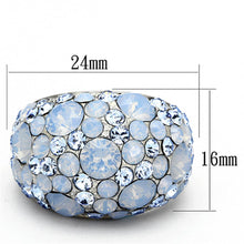 Load image into Gallery viewer, TK1147 - High polished (no plating) Stainless Steel Ring with Top Grade Crystal  in Sea Blue