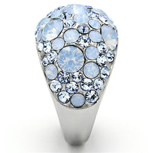 Load image into Gallery viewer, TK1147 - High polished (no plating) Stainless Steel Ring with Top Grade Crystal  in Sea Blue