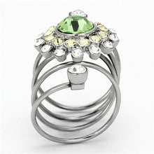 Load image into Gallery viewer, TK1148 - High polished (no plating) Stainless Steel Ring with Top Grade Crystal  in Peridot