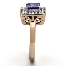 Load image into Gallery viewer, TK1162 - Two-Tone IP Rose Gold Stainless Steel Ring with AAA Grade CZ  in Tanzanite