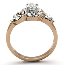 Load image into Gallery viewer, TK1164 - Two-Tone IP Rose Gold Stainless Steel Ring with AAA Grade CZ  in Clear