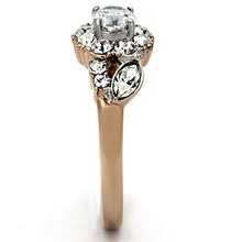 Load image into Gallery viewer, TK1164 - Two-Tone IP Rose Gold Stainless Steel Ring with AAA Grade CZ  in Clear