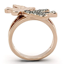 Load image into Gallery viewer, TK1165 - Two-Tone IP Rose Gold Stainless Steel Ring with Top Grade Crystal  in Black Diamond