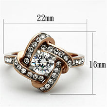 Load image into Gallery viewer, TK1166 - Two-Tone IP Rose Gold Stainless Steel Ring with AAA Grade CZ  in Clear