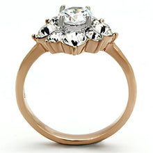 Load image into Gallery viewer, TK1168 - Two-Tone IP Rose Gold Stainless Steel Ring with AAA Grade CZ  in Clear