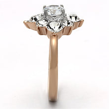 Load image into Gallery viewer, TK1168 - Two-Tone IP Rose Gold Stainless Steel Ring with AAA Grade CZ  in Clear