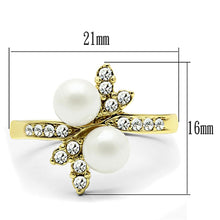 Load image into Gallery viewer, TK116G - IP Gold(Ion Plating) Stainless Steel Ring with Synthetic Pearl in White