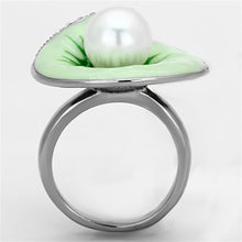 Load image into Gallery viewer, TK1171 - High polished (no plating) Stainless Steel Ring with Synthetic Pearl in White