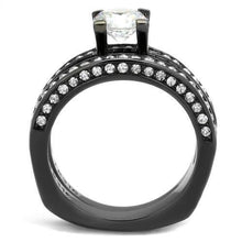 Load image into Gallery viewer, TK1175LJ - IP Light Black  (IP Gun) Stainless Steel Ring with AAA Grade CZ  in Clear