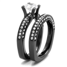 Load image into Gallery viewer, TK1175LJ - IP Light Black  (IP Gun) Stainless Steel Ring with AAA Grade CZ  in Clear