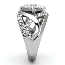 Load image into Gallery viewer, TK1176 - High polished (no plating) Stainless Steel Ring with AAA Grade CZ  in Clear