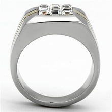 Load image into Gallery viewer, TK1178 - Two-Tone IP Gold (Ion Plating) Stainless Steel Ring with Top Grade Crystal  in Clear