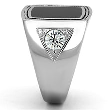 Load image into Gallery viewer, TK1182 - High polished (no plating) Stainless Steel Ring with Top Grade Crystal  in Clear