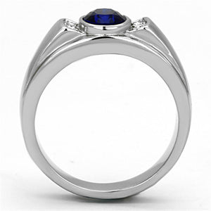 TK1184 - High polished (no plating) Stainless Steel Ring with Synthetic Synthetic Glass in Montana