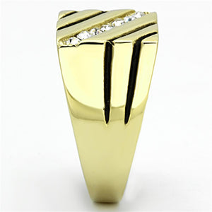 TK1190 - IP Gold(Ion Plating) Stainless Steel Ring with Top Grade Crystal  in Clear